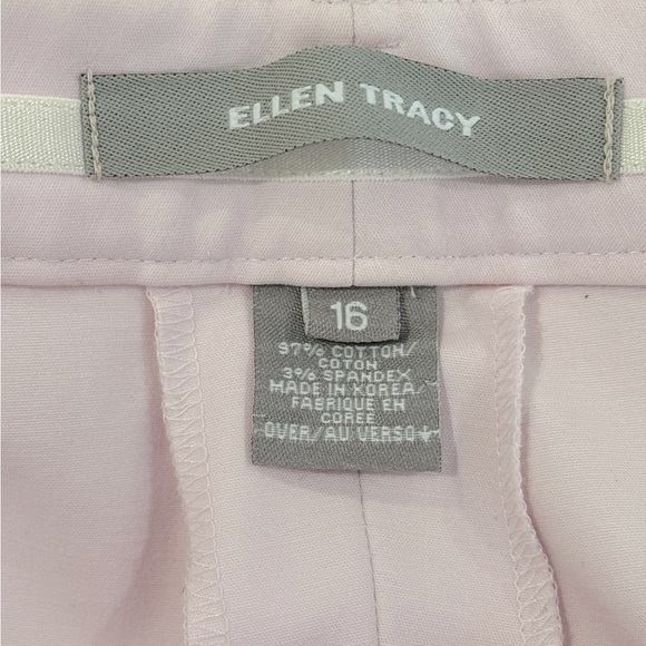 90s ELLEN TRACY PALE PASTEL PINK MID-RISE COTTON BLEND PANT CASUAL PLUS SZ 16 - Picture 5 of 7